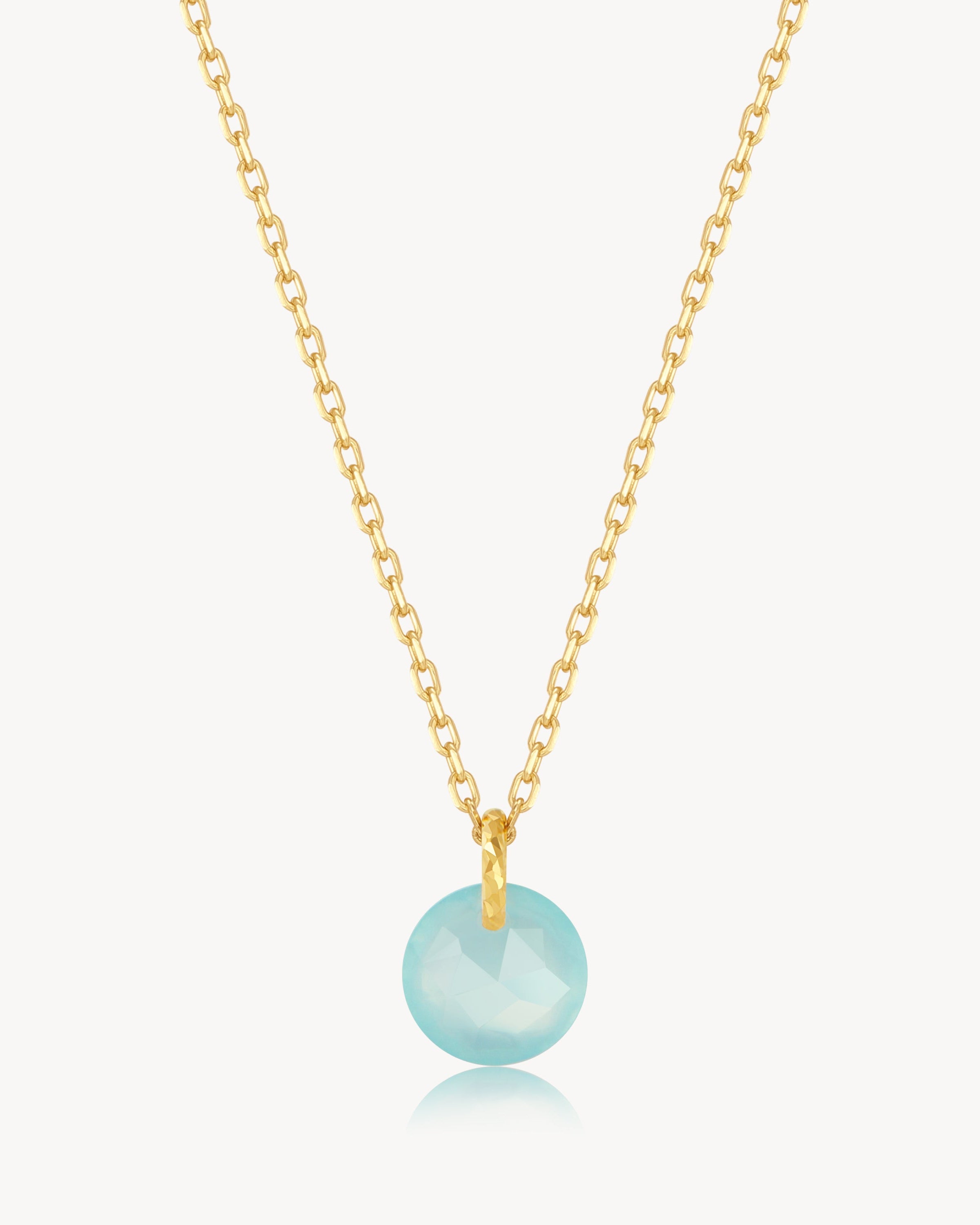 Aqua Chalcedony Drop Necklace