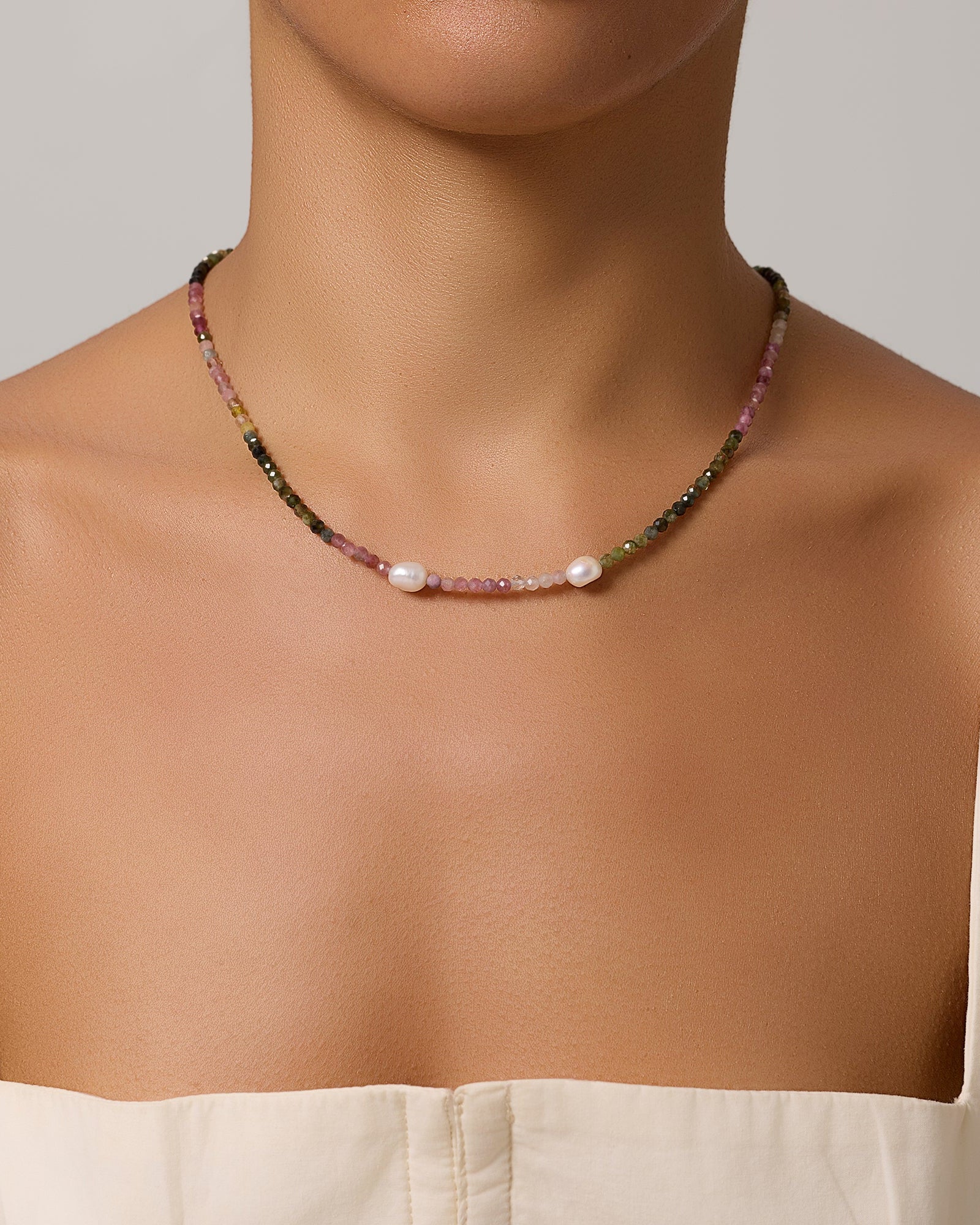 Tourmaline Pearl Gemstone Necklace