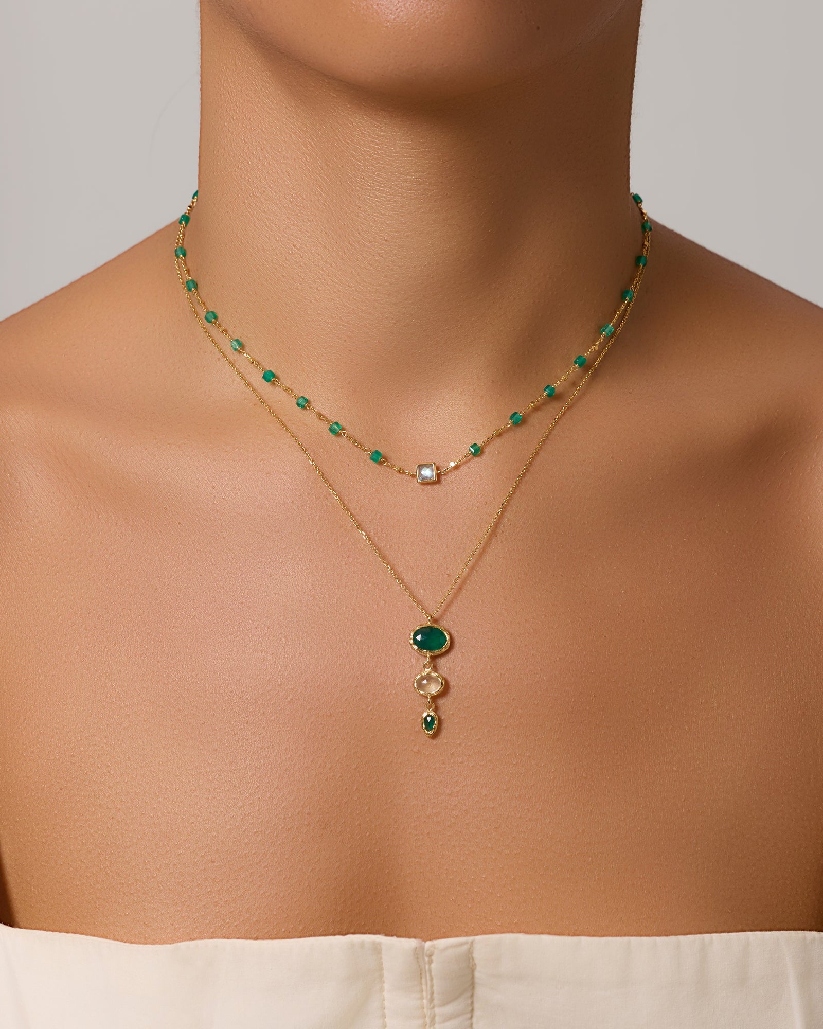 Onyx Green & Prehnite Necklace