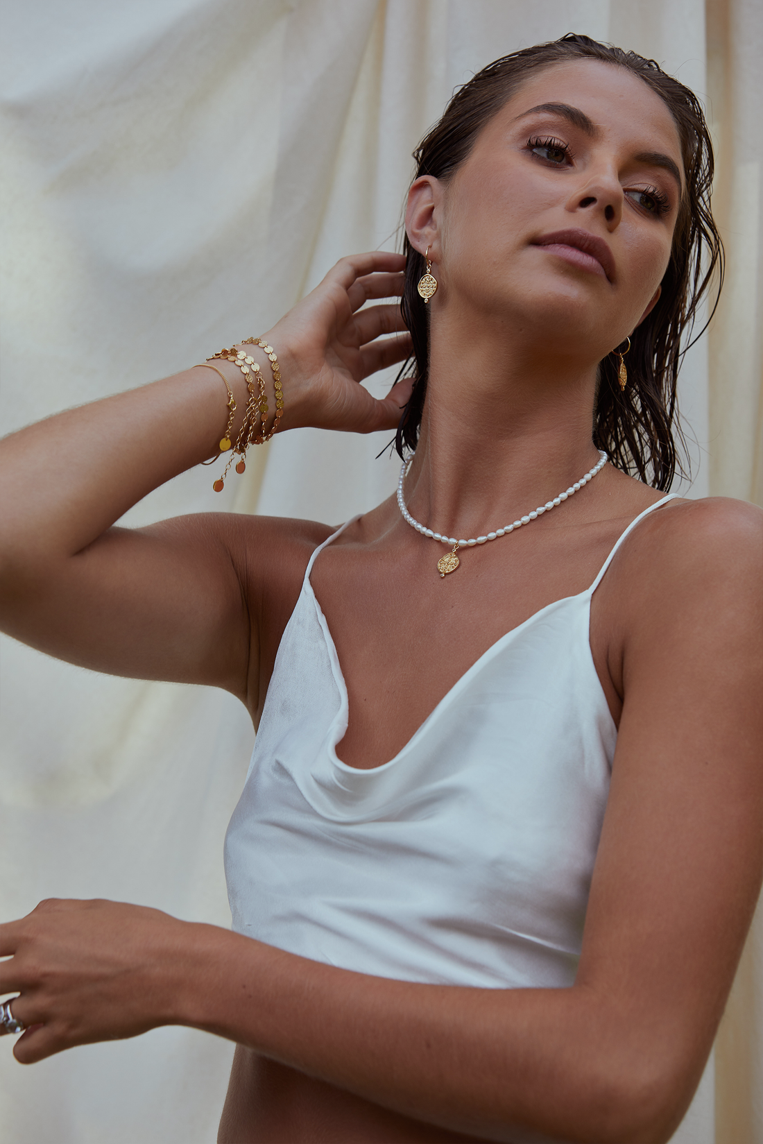 Earth Coin Pearl Necklace