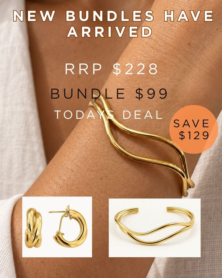 Bea Bundle- Wave Cuff , Bec Earrings