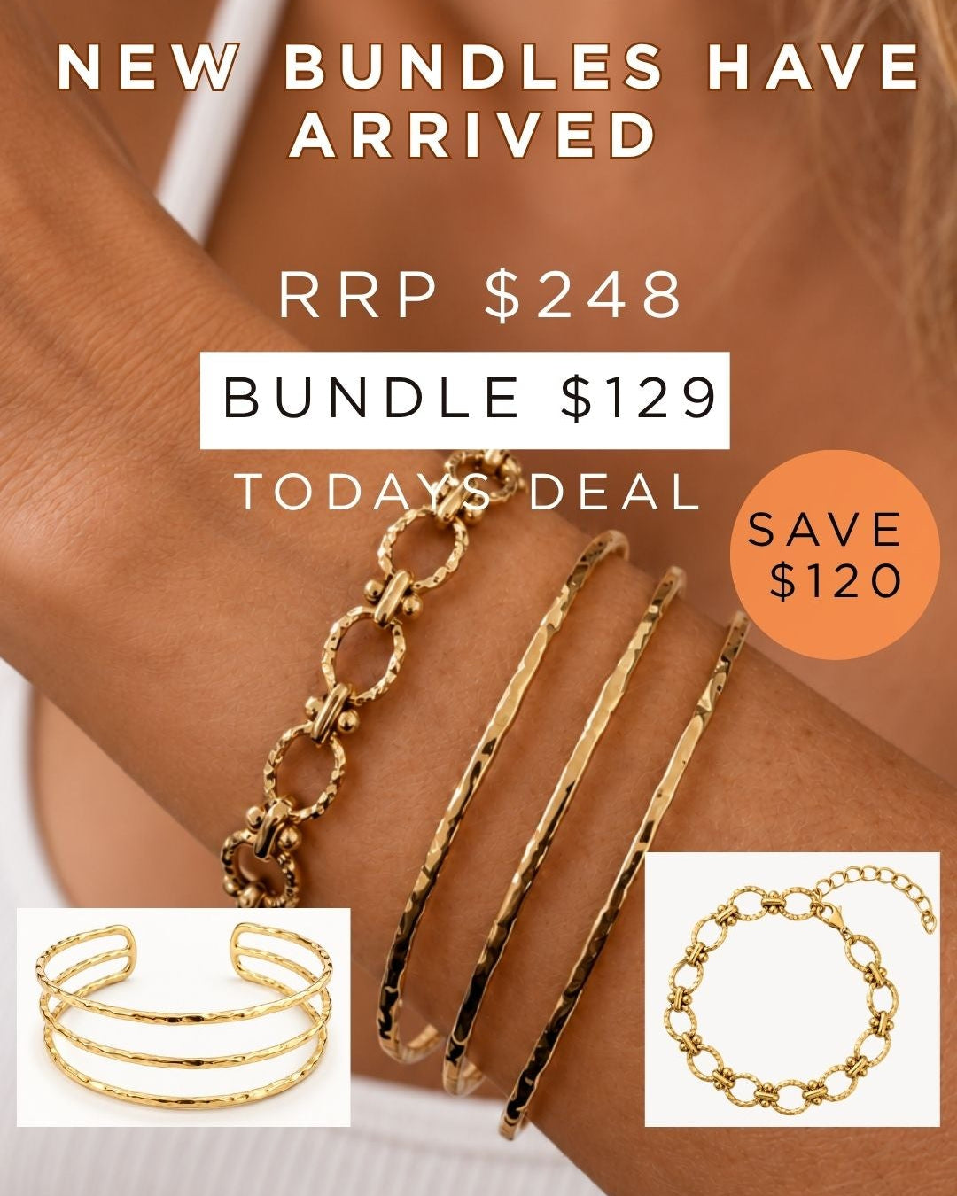 Effie Bundle- Triple Hammered Cuff, Hammered vintage Bracelet