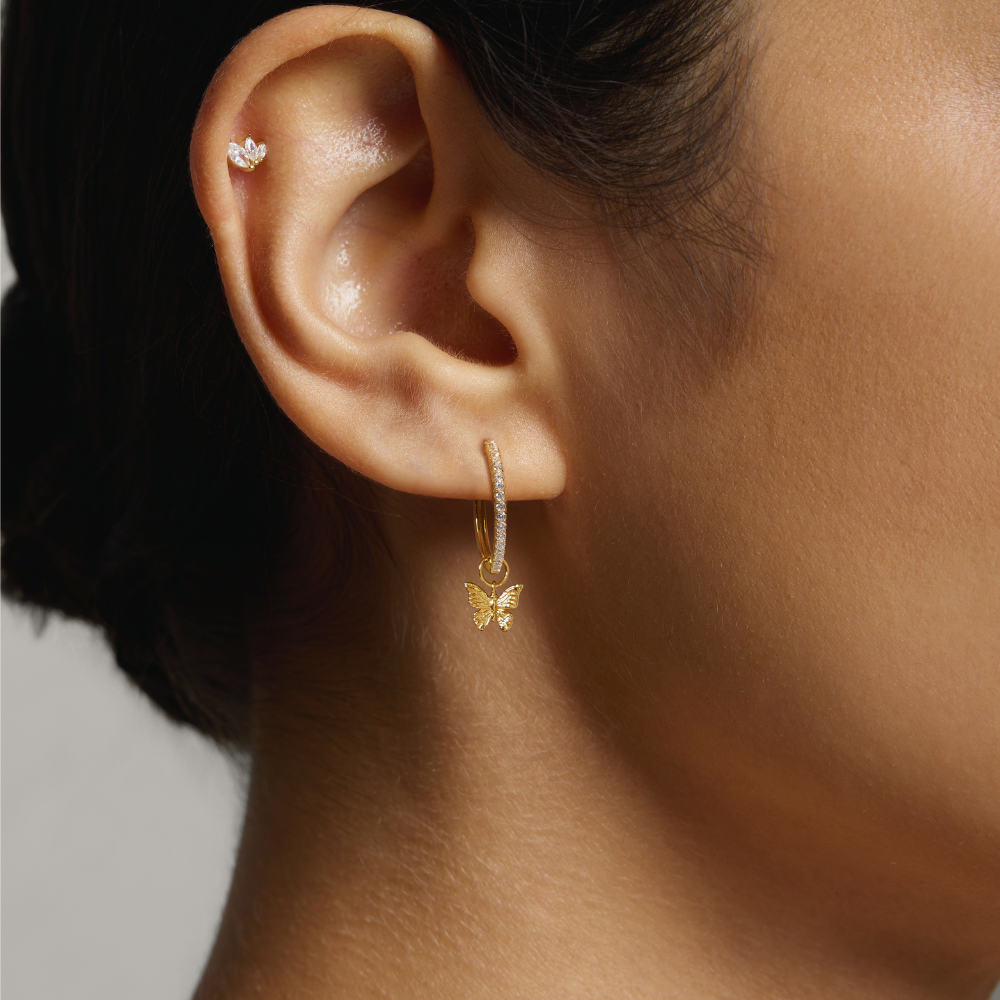 Butterfly Pavé Hoops - Statement