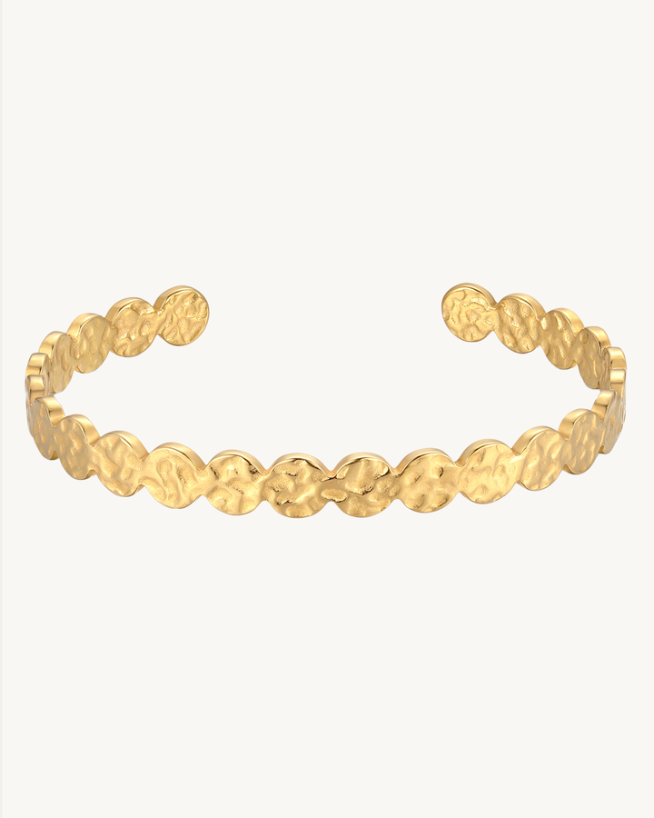 Hammered Coin Gold Cuff - size : fits all