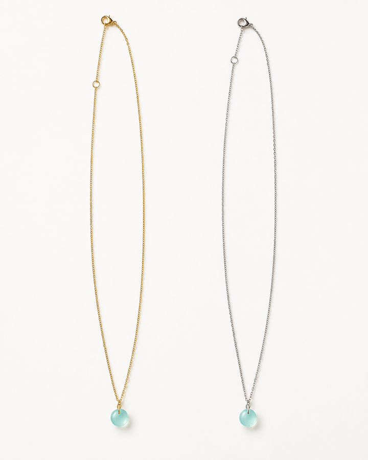 Aqua Chalcedony Drop Necklace