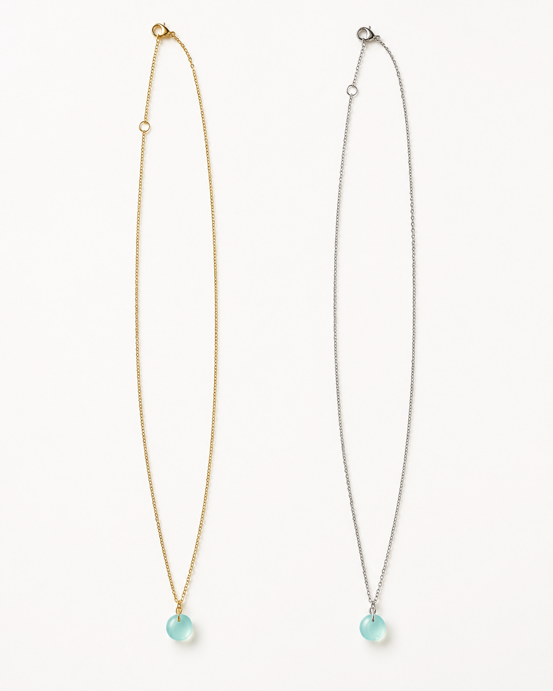Aqua Chalcedony Drop Necklace
