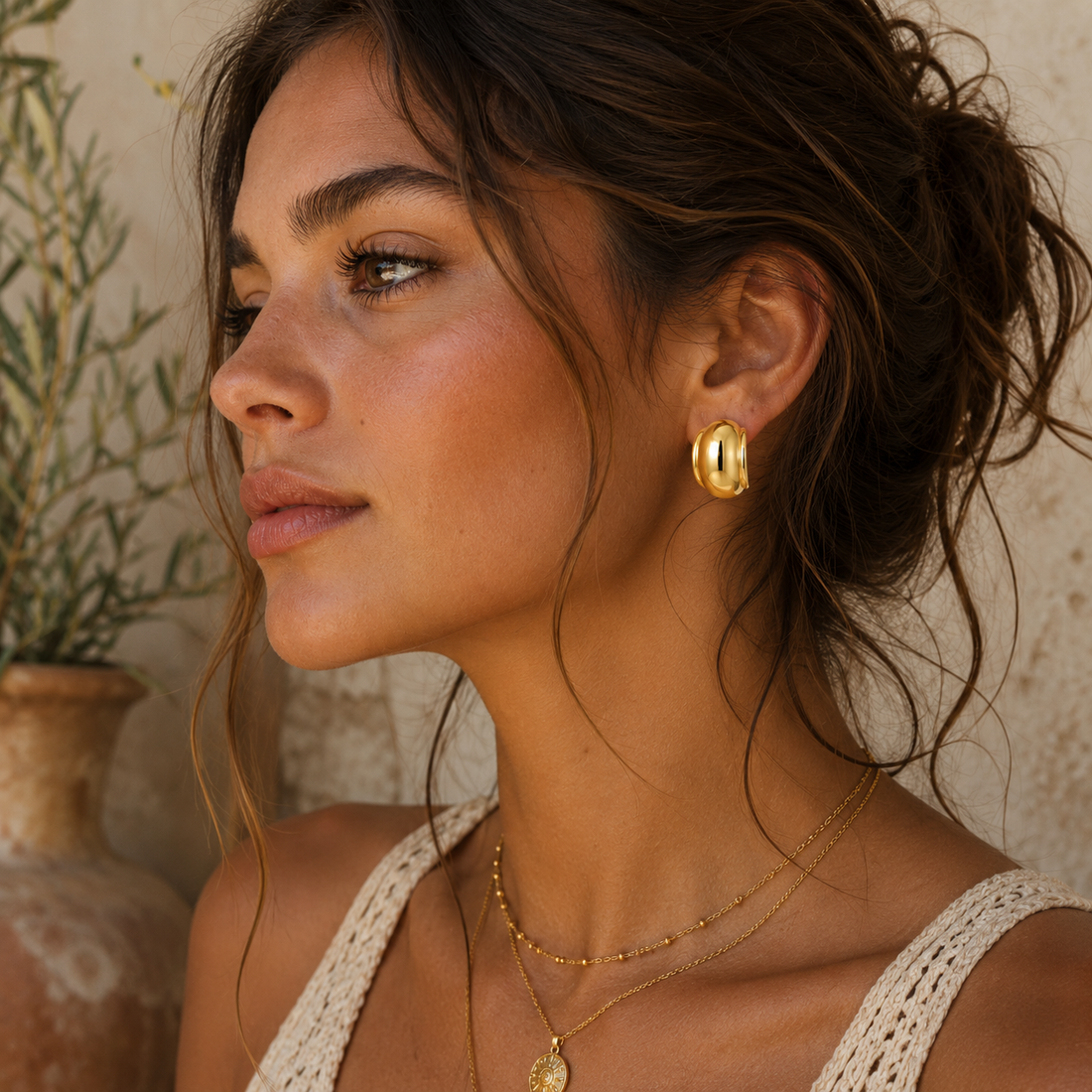 Bundle 10- Hammered Gold Cuff, Freshwater Pearl Hoop, Henri Earring