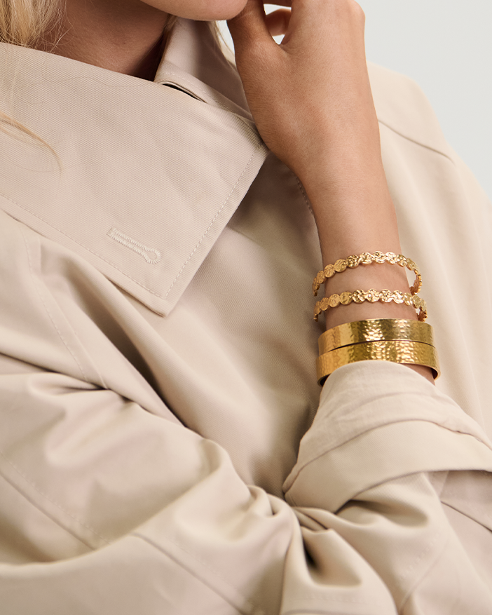 Hammered Coin Gold Cuff - size : fits all