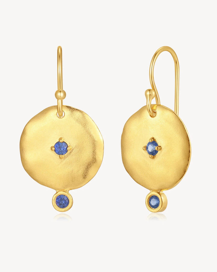 Goddess Blue Sapphire Earring worn on the ear