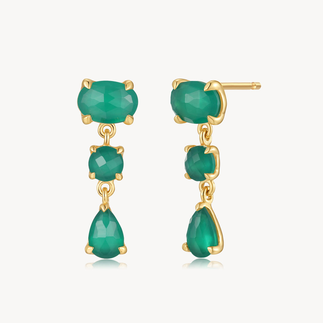 Trinity Drop Necklace : Green Onyx