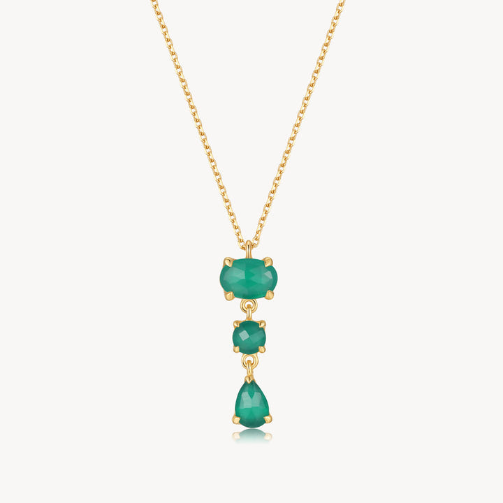 Trinity Drop Necklace : Green Onyx