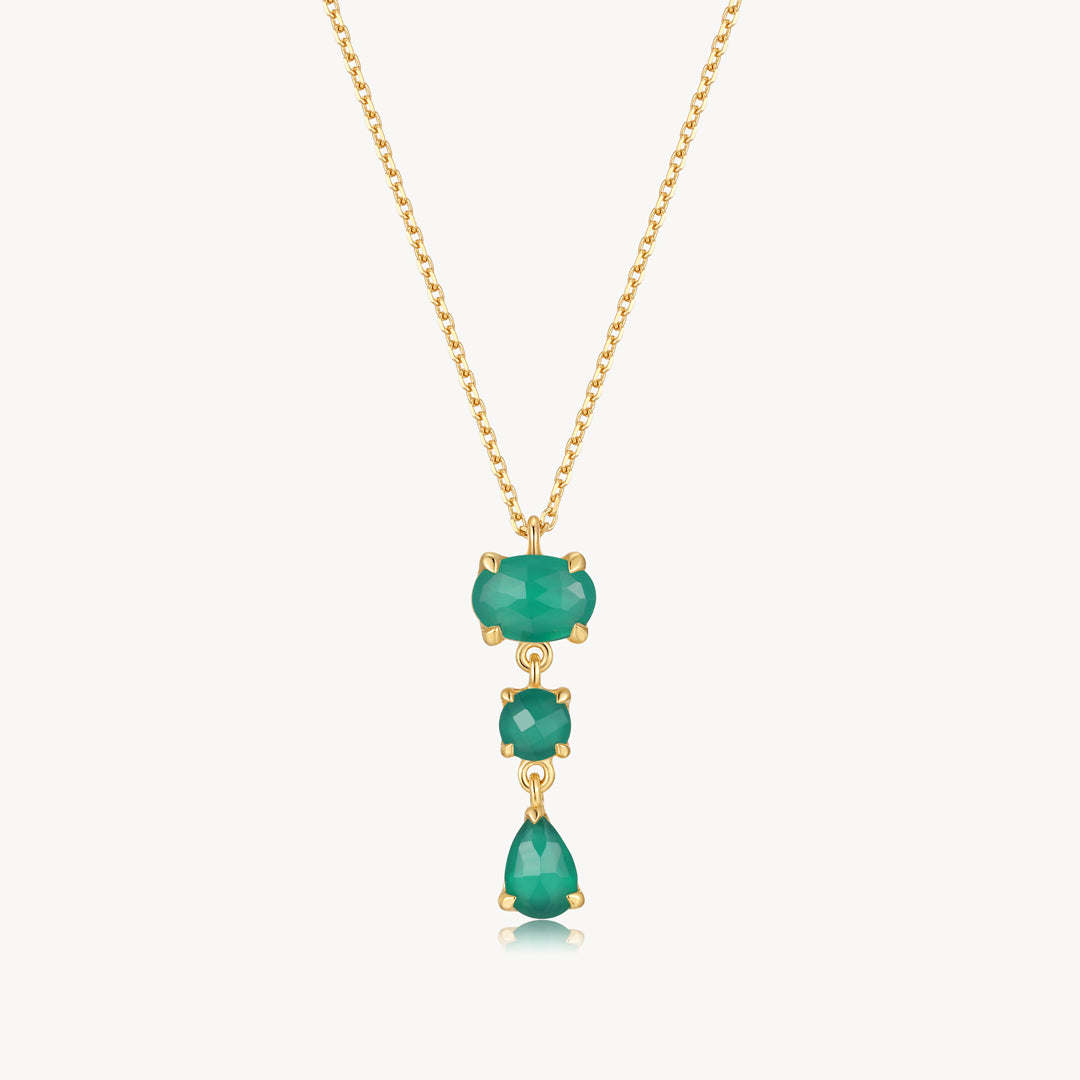 Trinity Drop Necklace : Green Onyx
