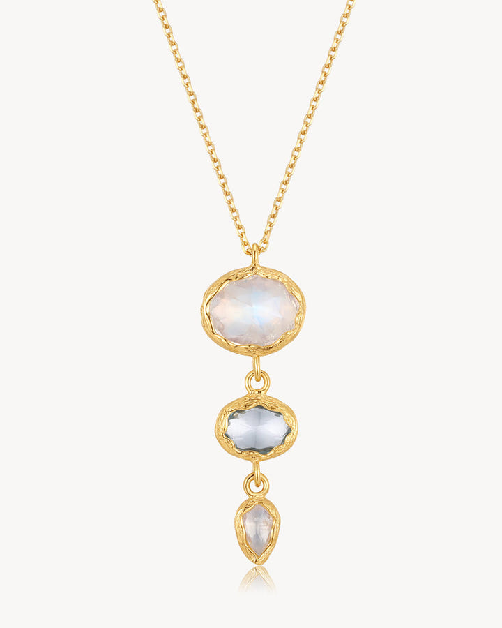 Moonstone & Aqua Chalcedony Drop Necklace