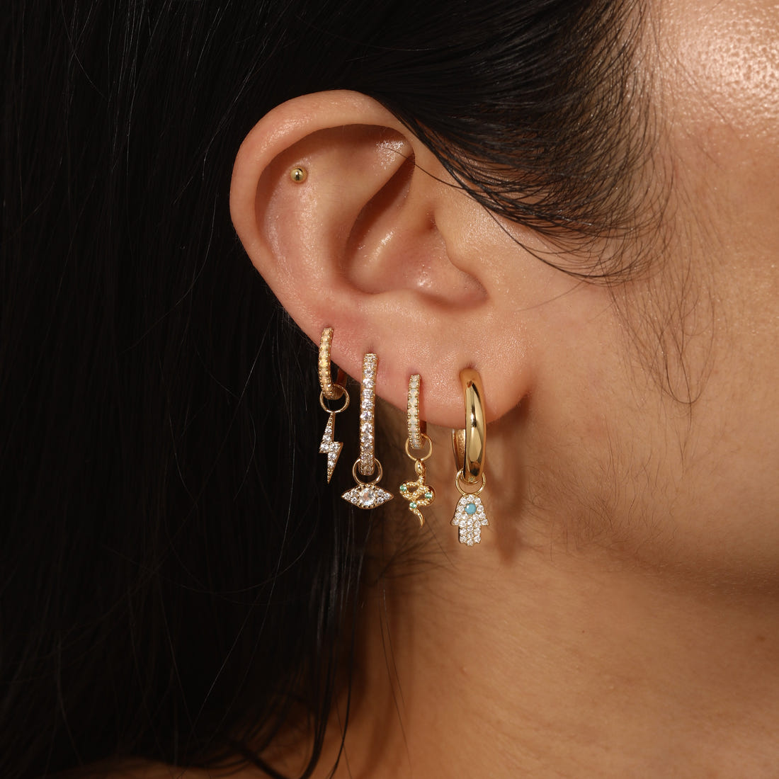 Evil Eye Pavé Hoops