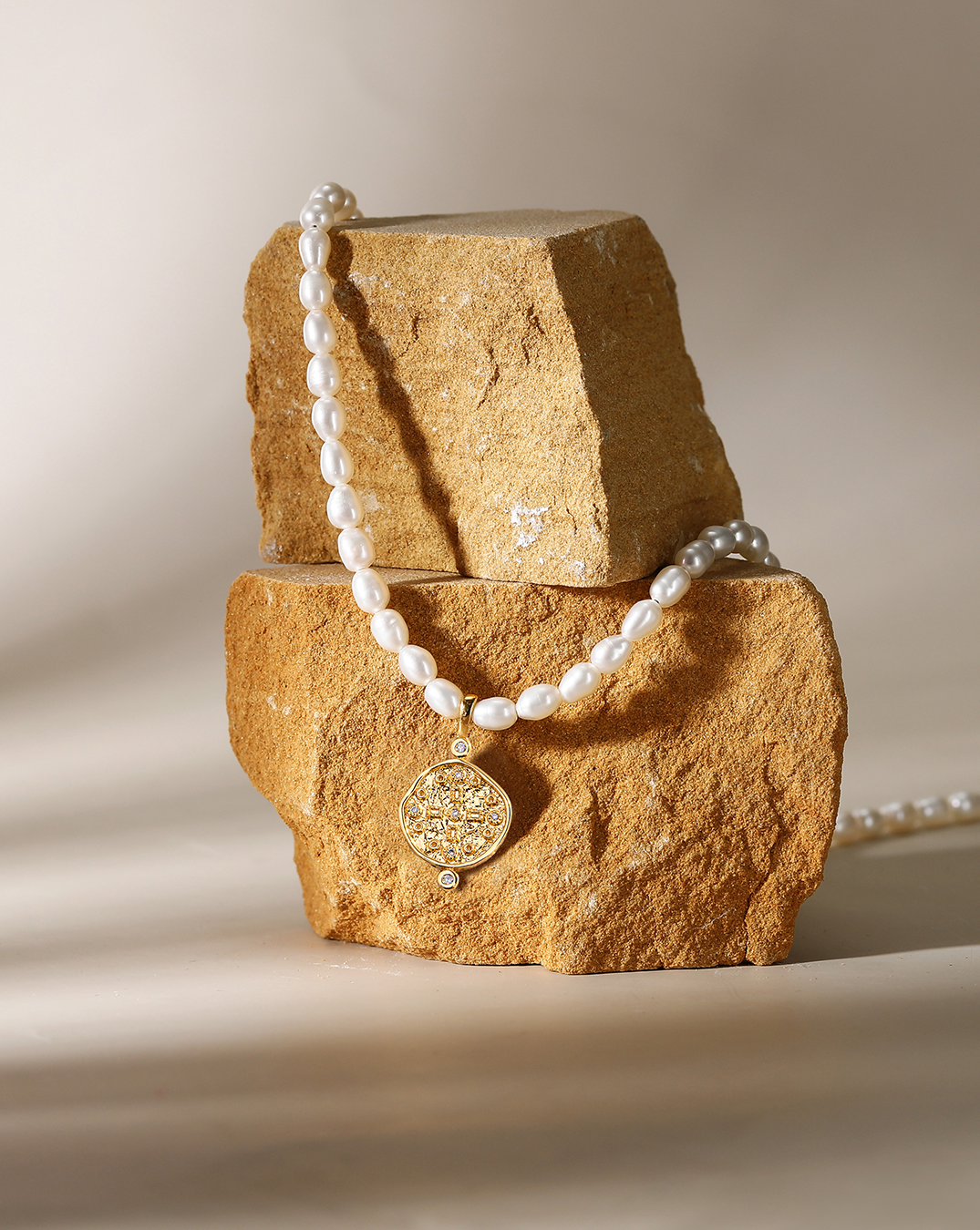 Earth Coin Pearl Necklace