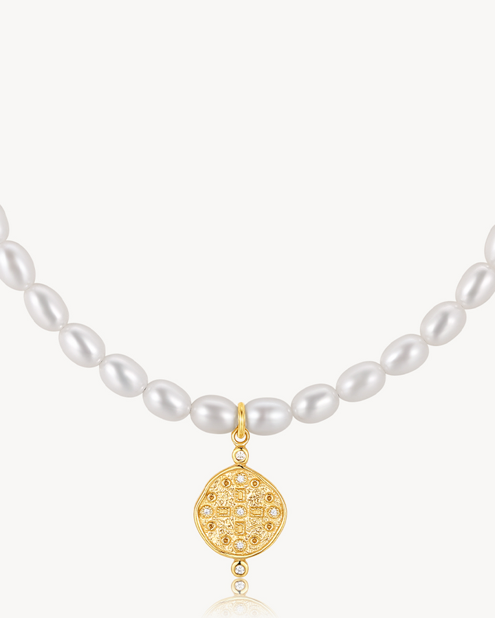 Earth Coin Pearl Necklace