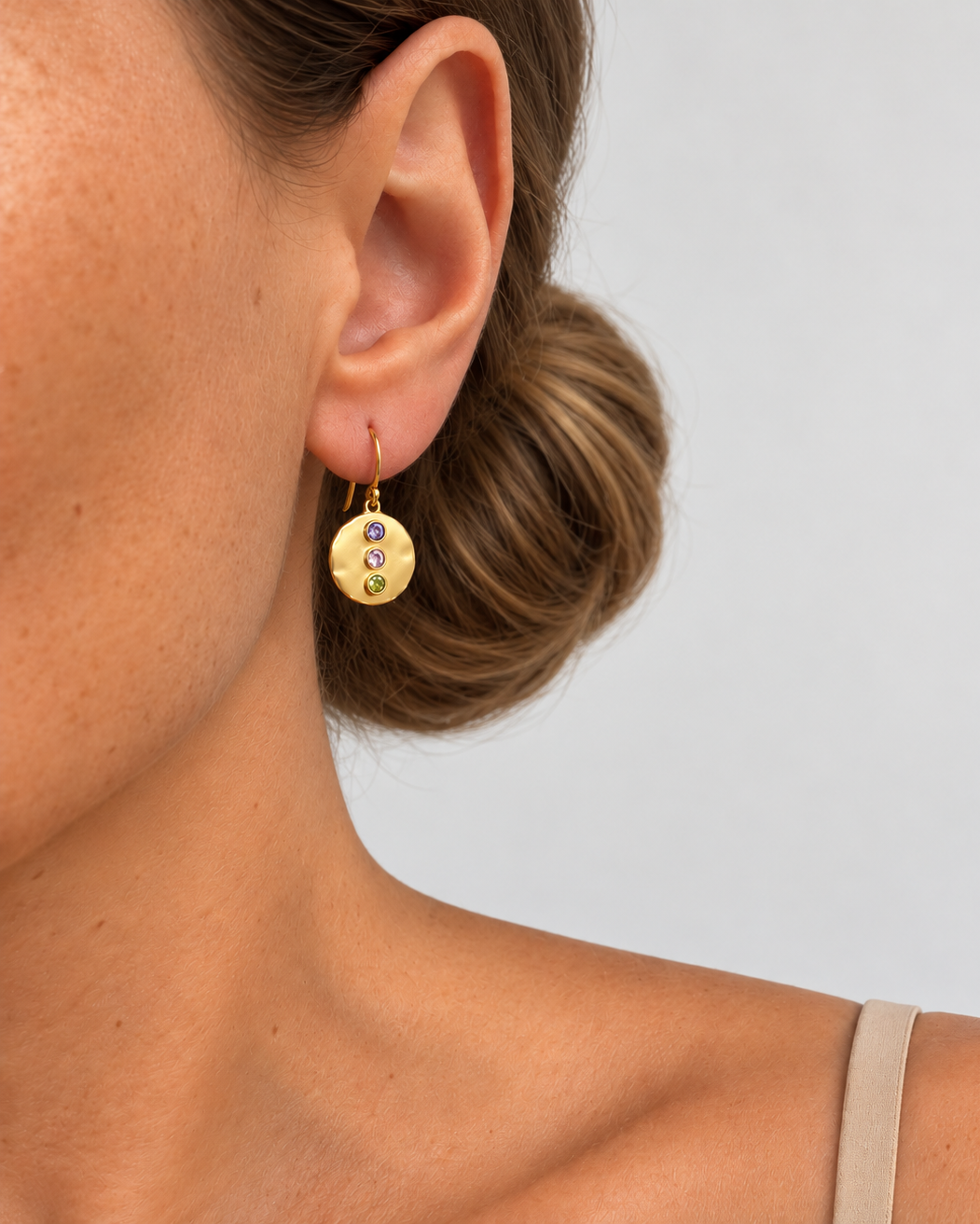 Thea Earrings Amethyst, Pink, Olive
