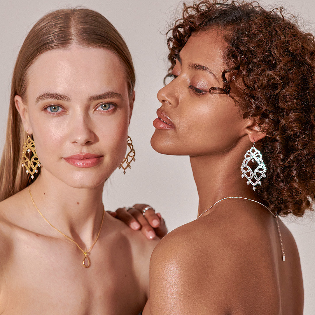 Elektra Earring worn on the ear