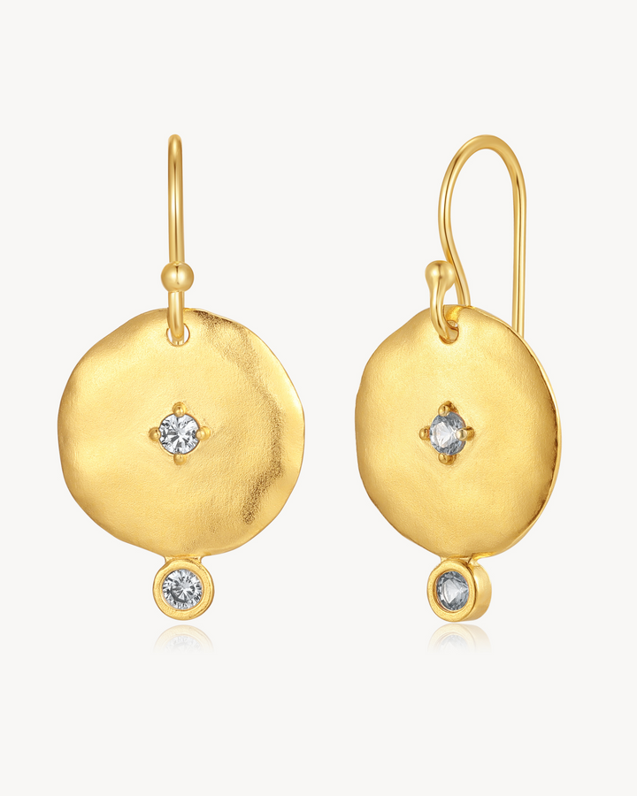 Gold Goddess Earring - light blue