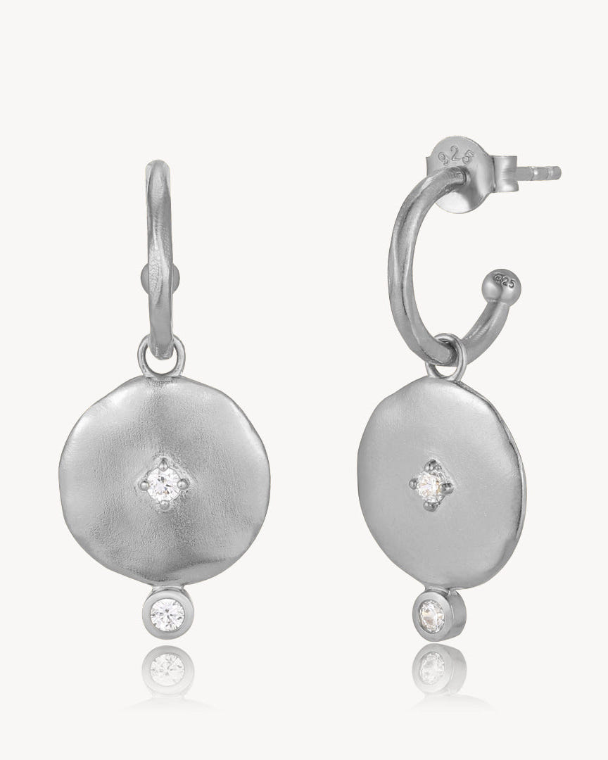 Goddess Huggies shown in sterling silver and gold vermeil