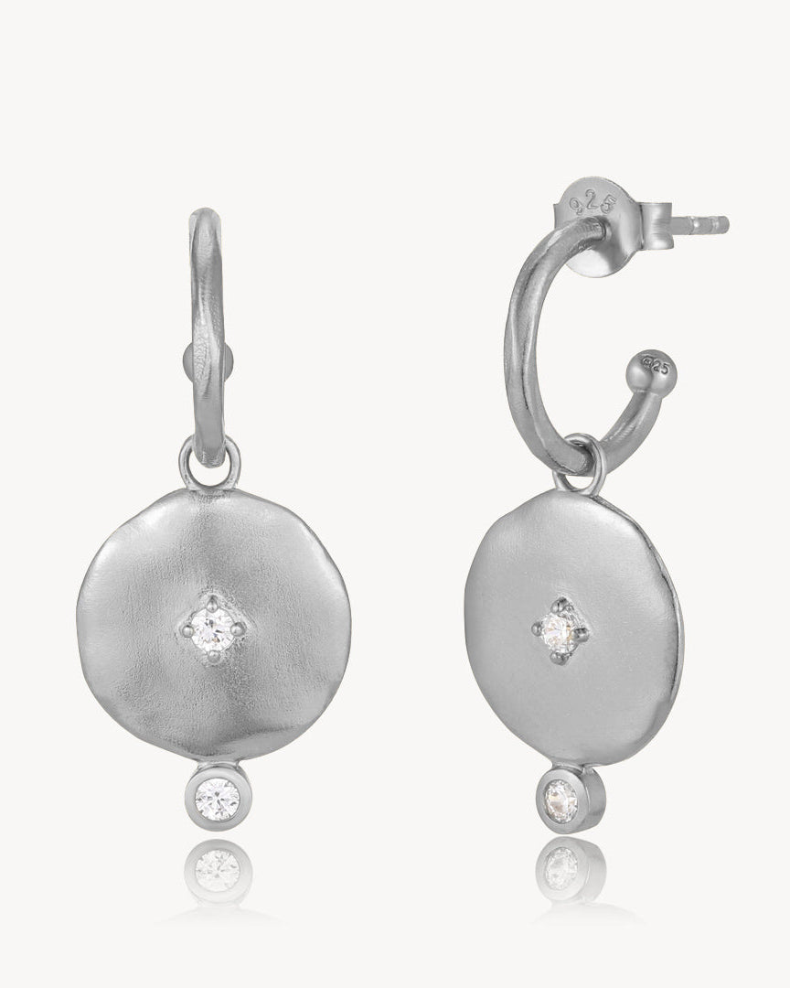 Goddess Huggies shown in sterling silver and gold vermeil