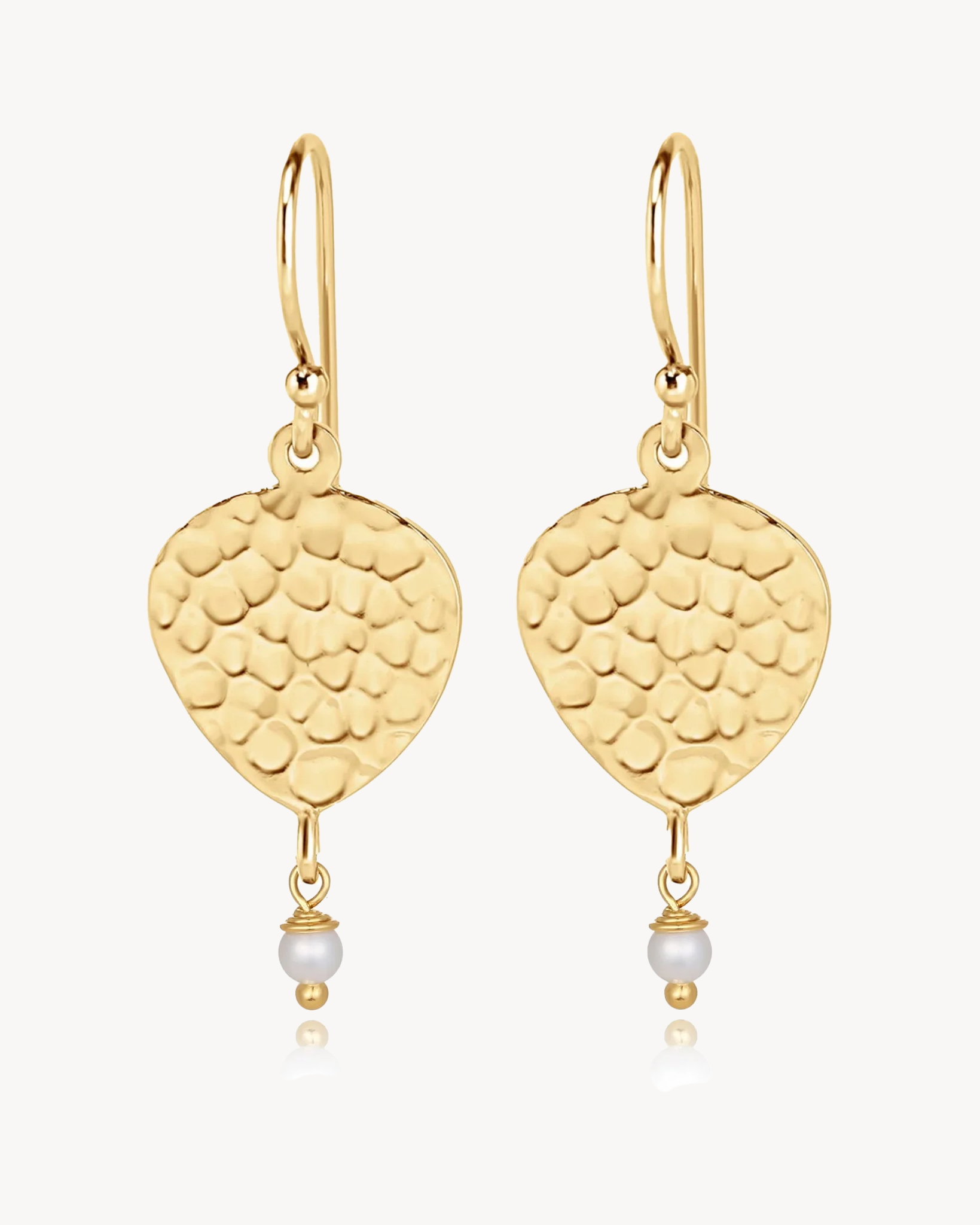 Maya Pearl Earring, hammered gold with freshwater pearl drop, Nicole Fendel
