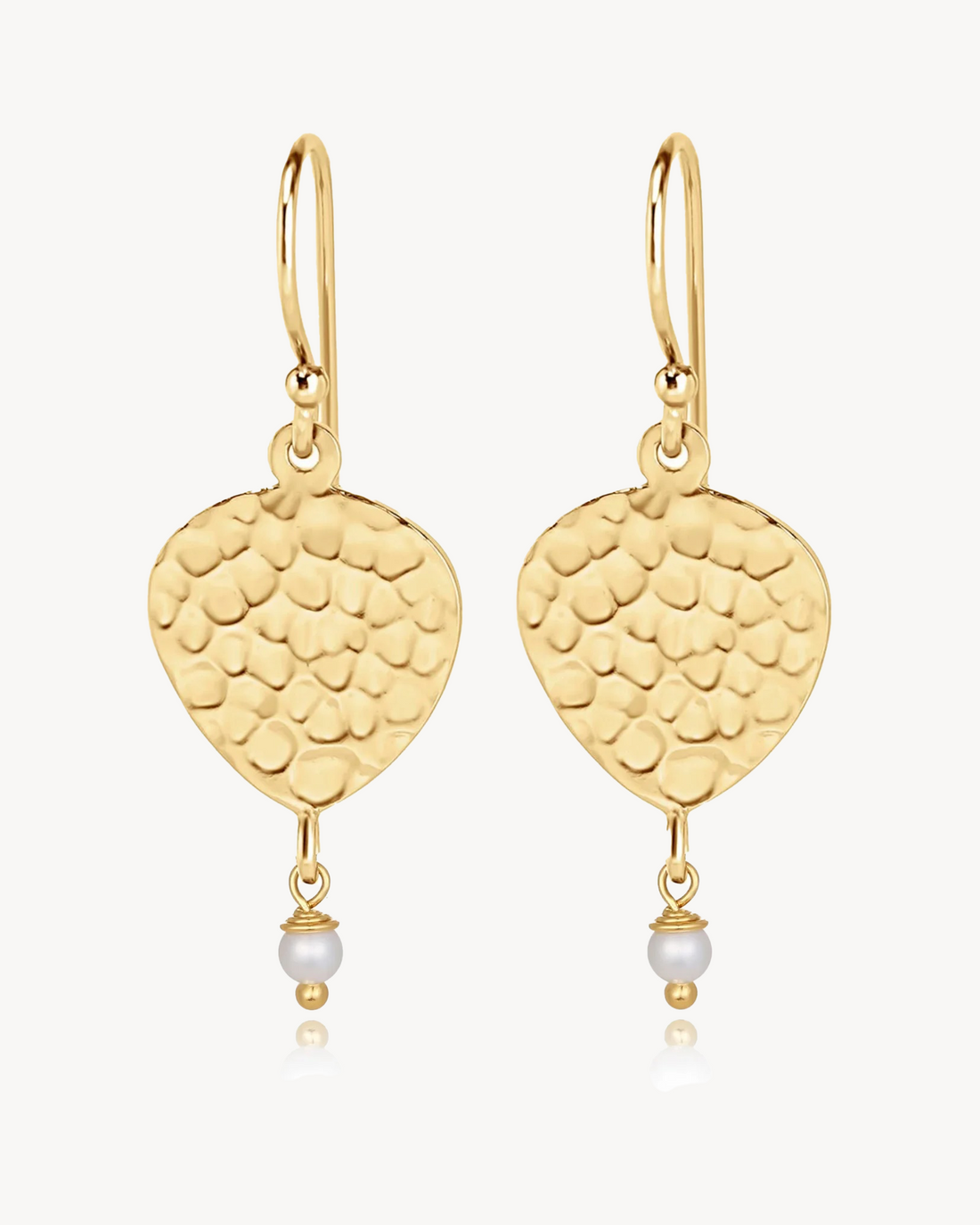 Maya Pearl Earring, hammered gold with freshwater pearl drop, Nicole Fendel