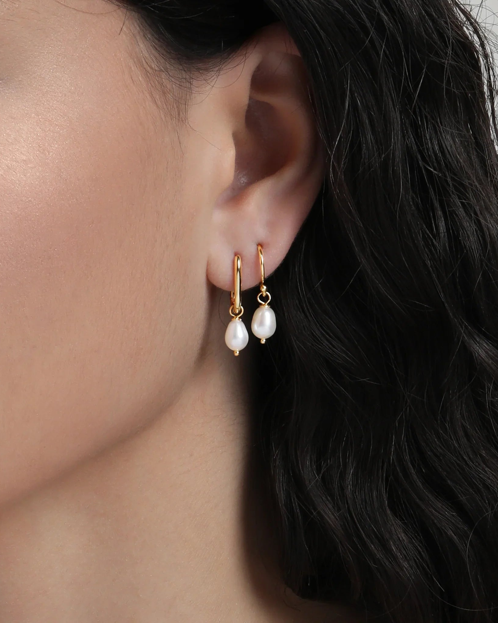 Oval Hoops with Freshwater Pearl