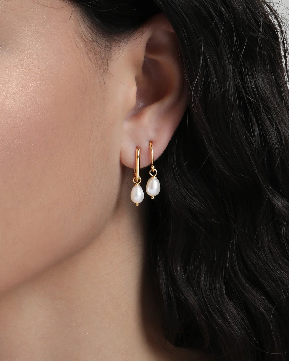 Oval Hoops with Freshwater Pearl