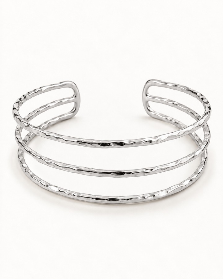 Triple Hammered Cuff Bracelet