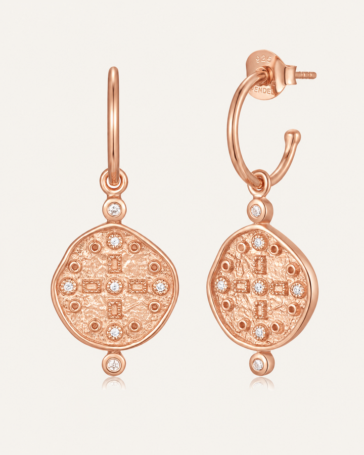 Earth Coin Huggie Rose Gold
