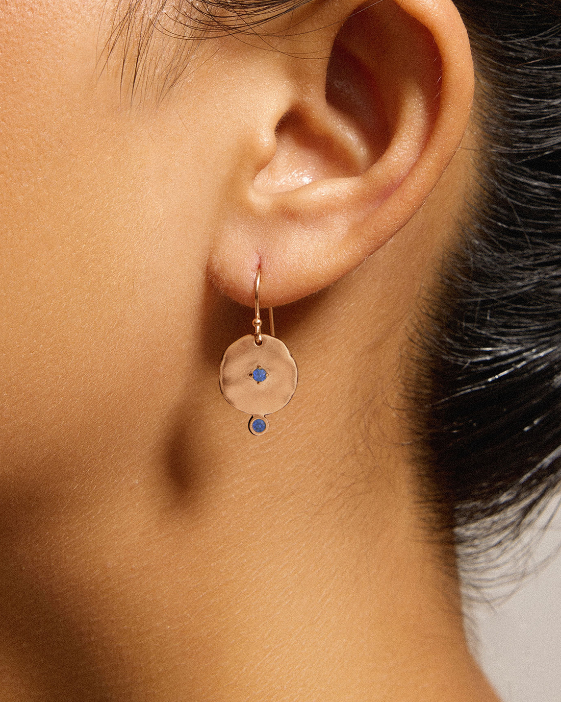 Limited Edition Rose Gold Blue Sapphire Earring