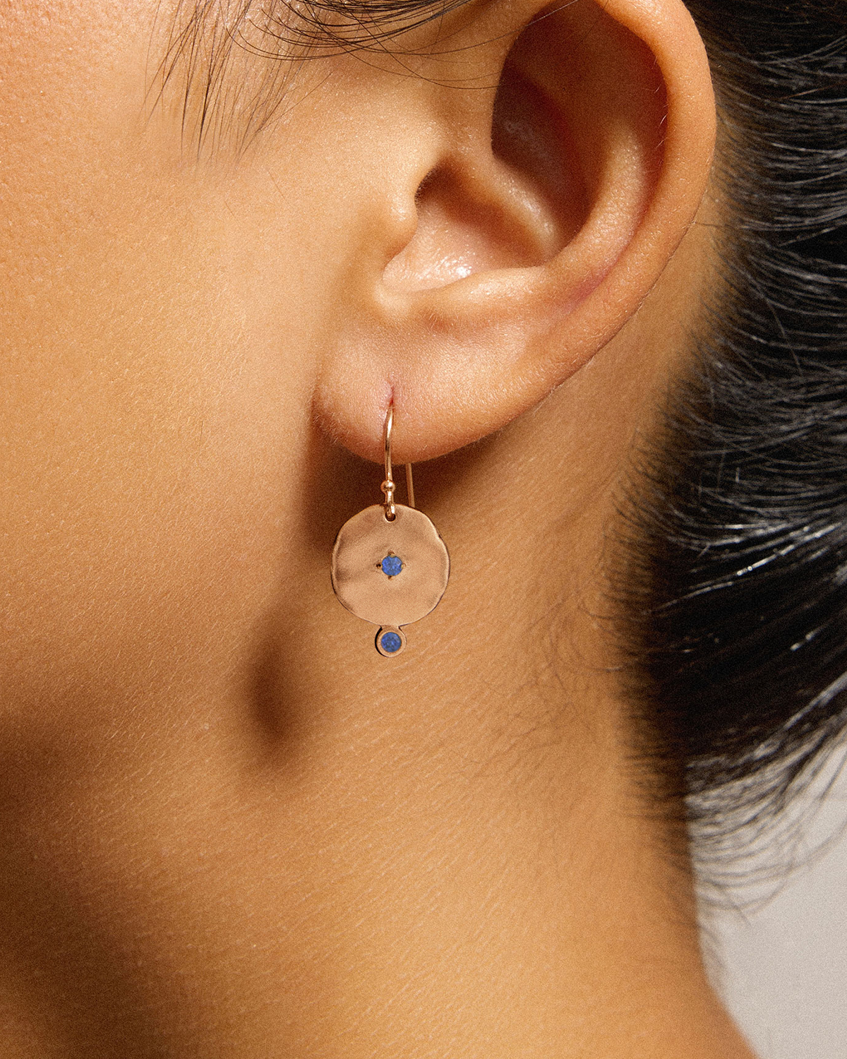 Limited Edition Rose Gold Blue Sapphire Earring