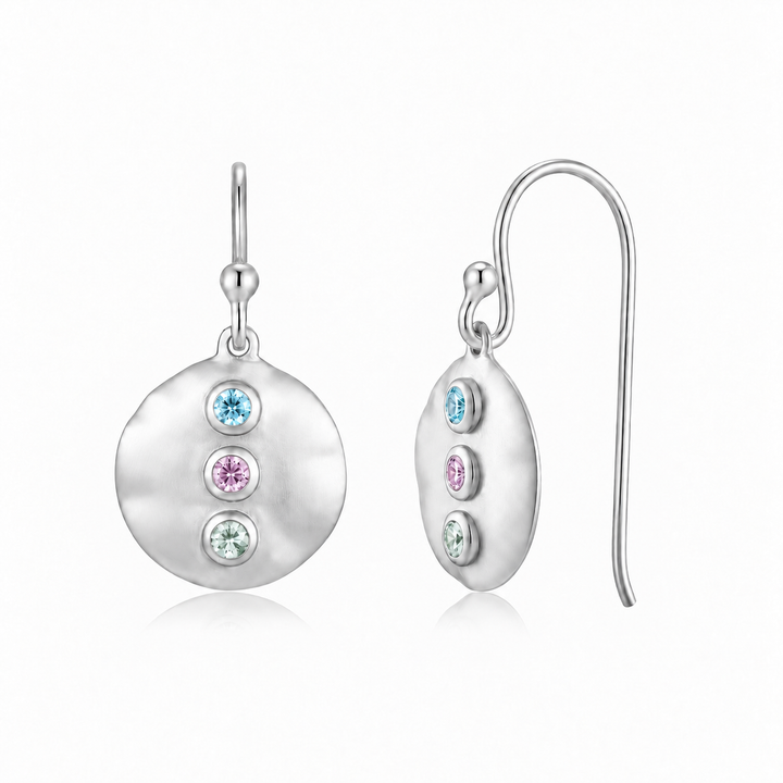 Thea Earrings Aqua, Rhodolite, Tourmaline