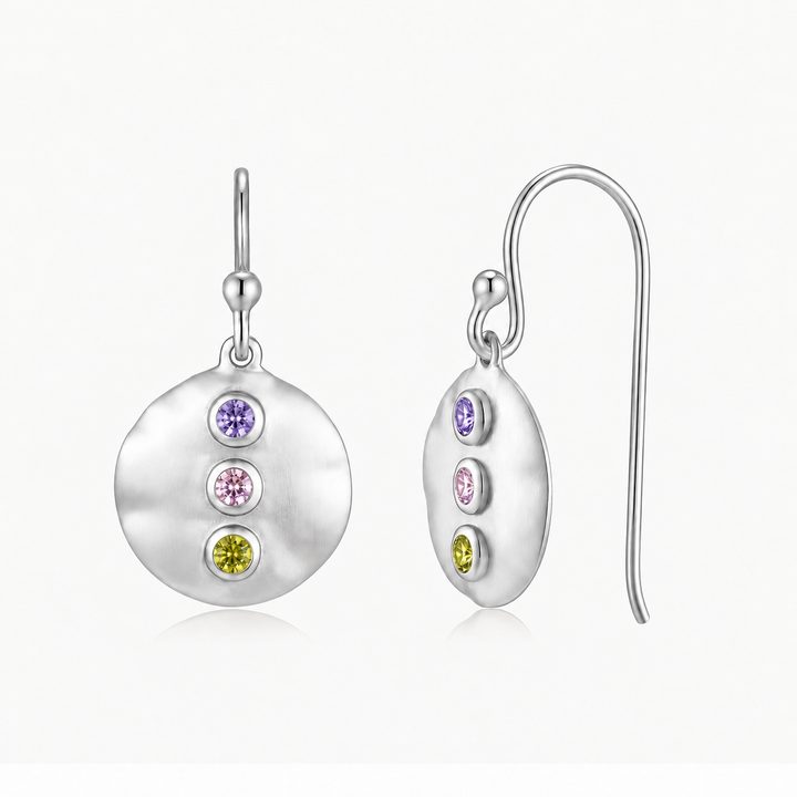 Thea Earrings Amethyst, Pink, Olive