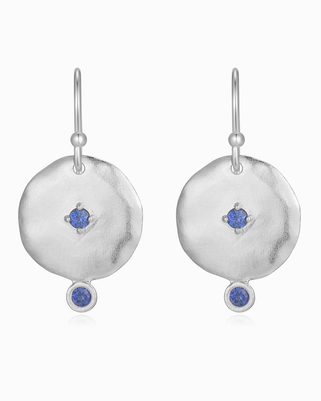 Silver Goddess Earring with blue sapphire stone, Nicole Fendel