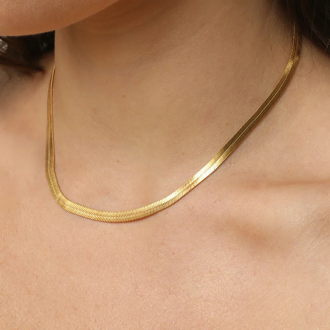 Snake Chain Necklace | Sterling Silver and 18k Gold Vermeil. Adjustable, luxurious on trend necklace by Nicole– Nicole Fendel