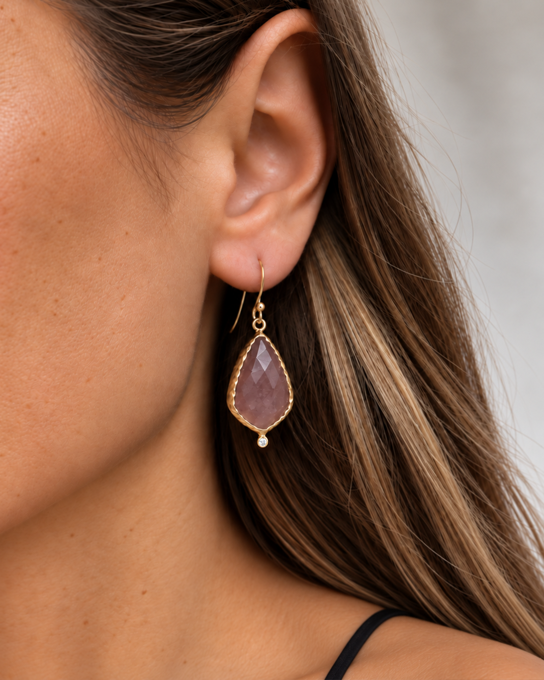 Amara Strawberry Quartz Earrings