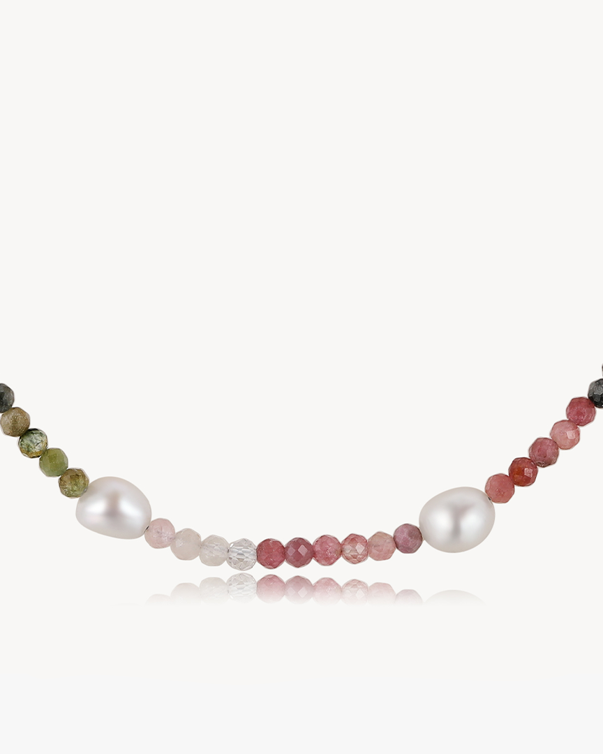 Tourmaline Pearl Gemstone Necklace