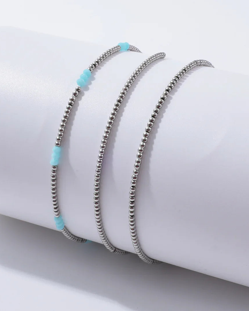 Ball Bracelet Blue- set of 3