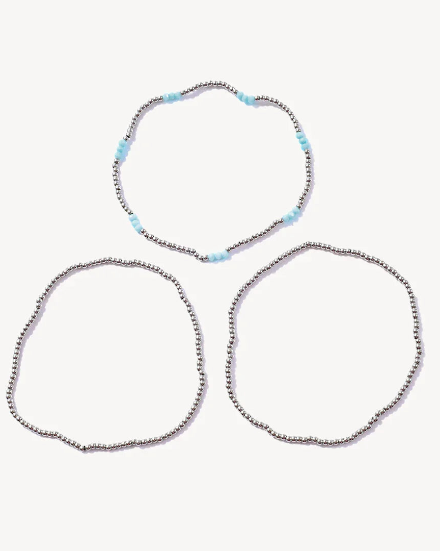 Ball Bracelet Blue- set of 3