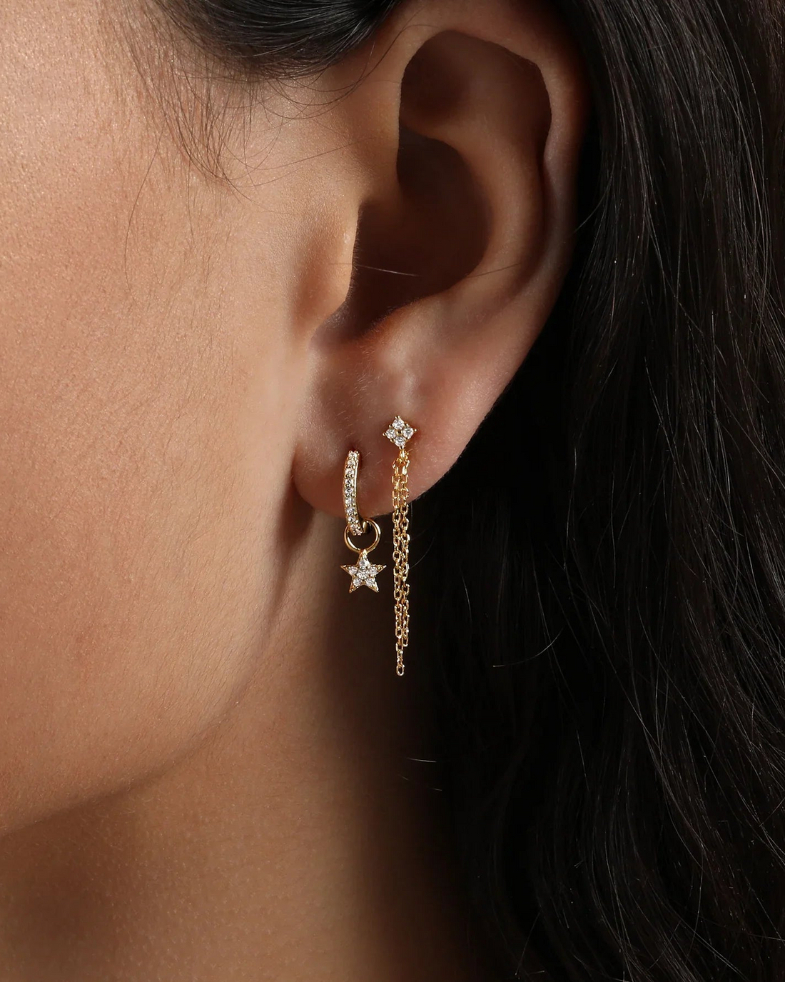 Star Pavé Hoops