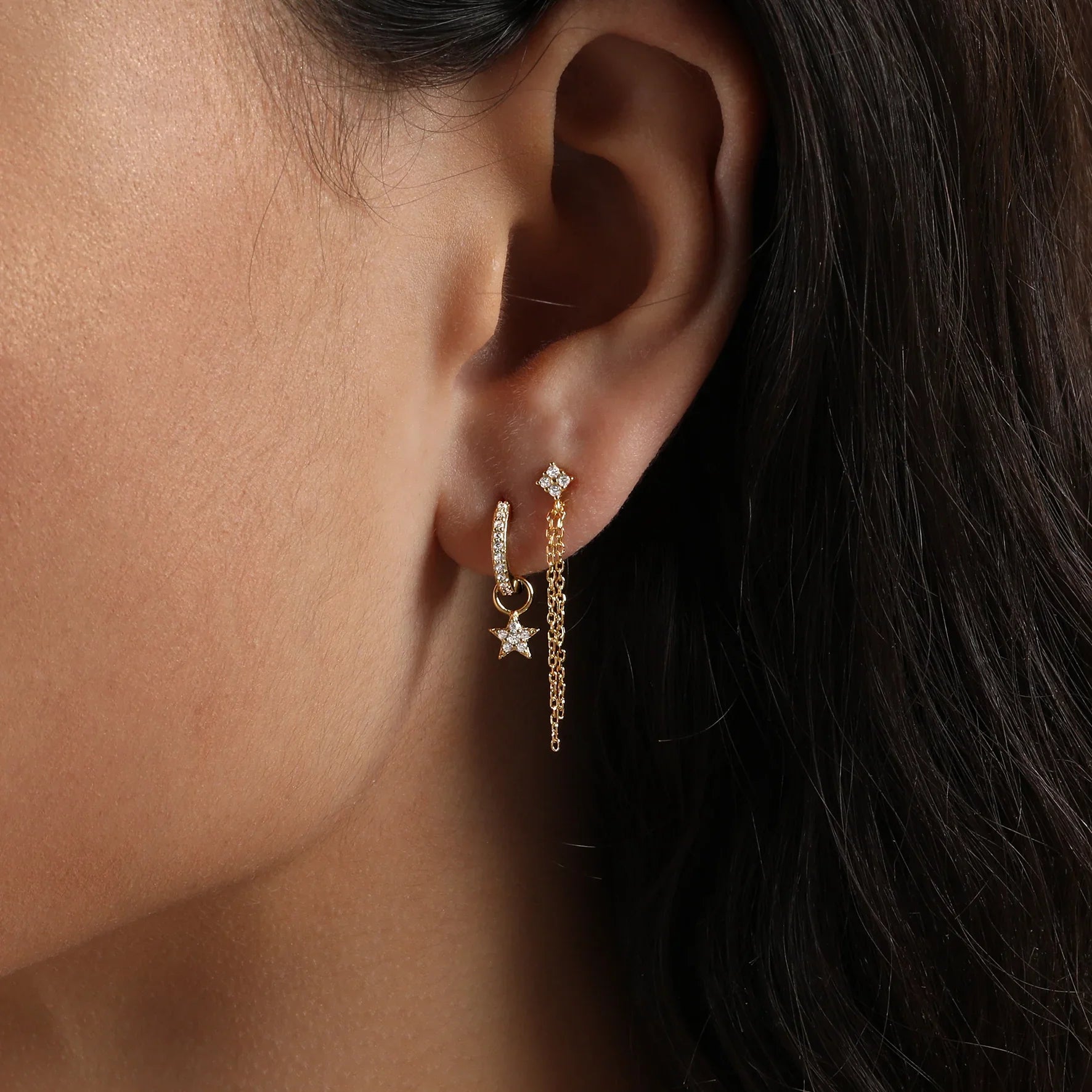 Star Pavé Hoops